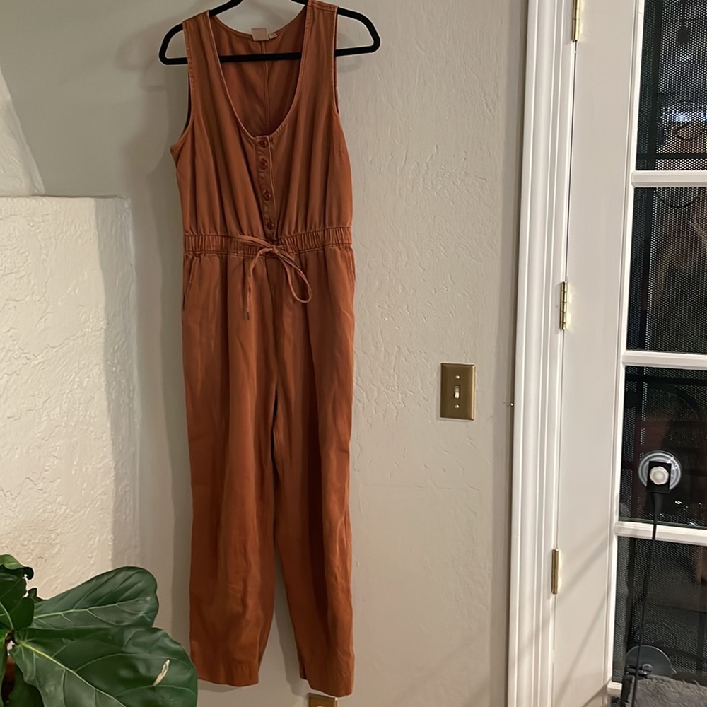 Gap Sleeveless Button Down Copper Colored Jumpsuit - image 2